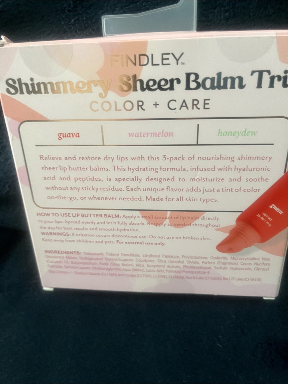 NWT Findley Shimmery lip Balms 3 in Guava, Watermelon, and Honeydew scents. 🩷💚 - Picture 2 of 2